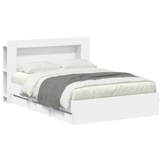 Bed Frame with Storage and Headboard White 150 x 200 cm
