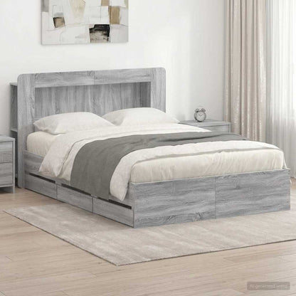 Bed Frame with Storage Grey Sonoma 160 x 200 cm Engineered Wood
