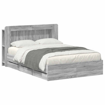 Bed Frame with Storage Grey Sonoma 160 x 200 cm Engineered Wood
