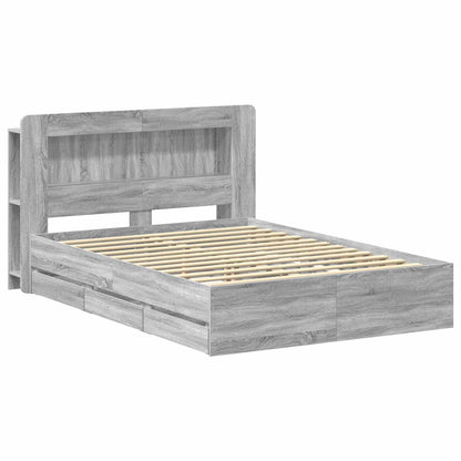 Bed Frame with Storage Grey Sonoma 160 x 200 cm Engineered Wood
