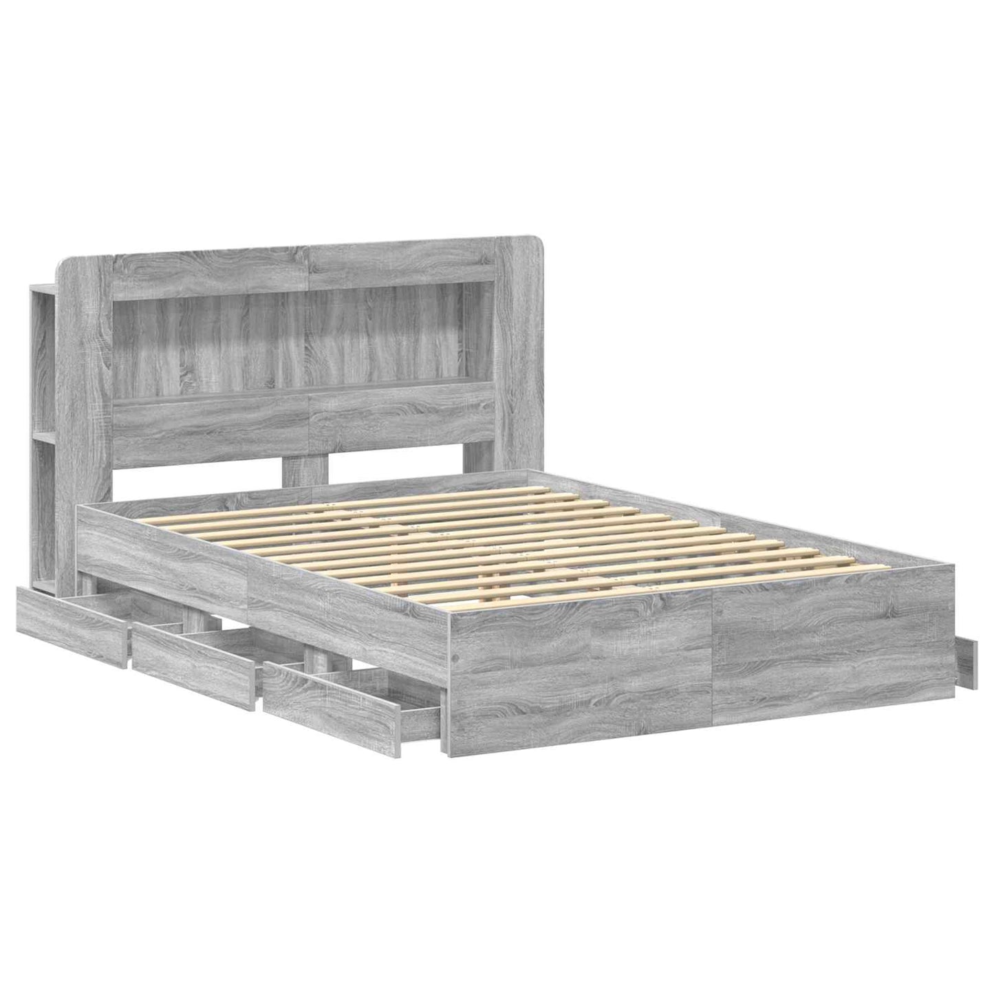 Bed Frame with Storage Grey Sonoma 160 x 200 cm Engineered Wood