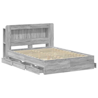 Bed Frame with Storage Grey Sonoma 160 x 200 cm Engineered Wood