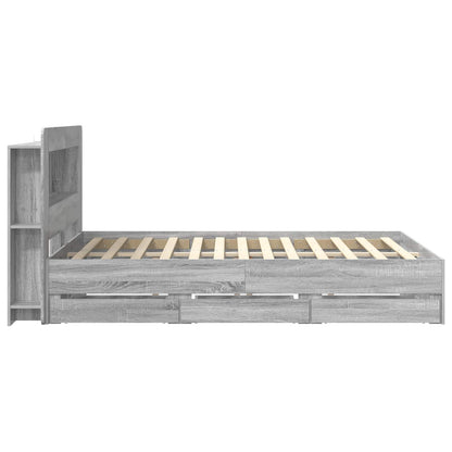 Bed Frame with Storage Grey Sonoma 160 x 200 cm Engineered Wood