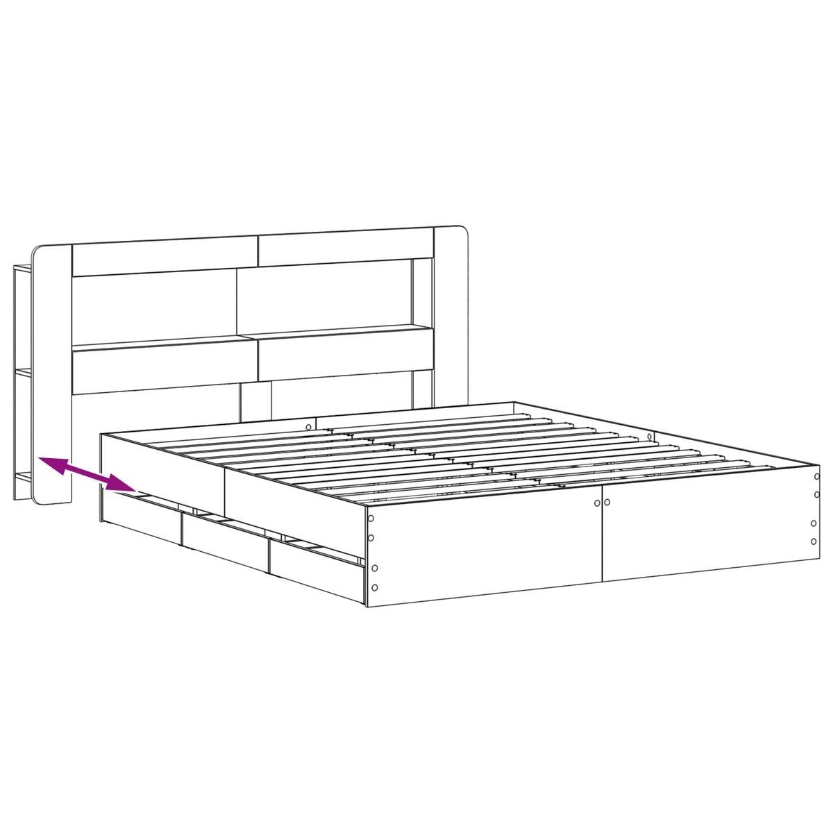 Bed Frame with Storage and Headboard Black 180 x 200 cm