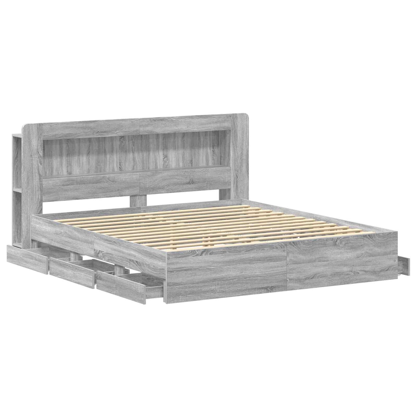 Bed Frame with Storage Grey Sonoma 180 x 200 cm Engineered Wood