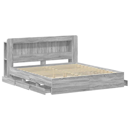 Bed Frame with Storage Grey Sonoma 180 x 200 cm Engineered Wood