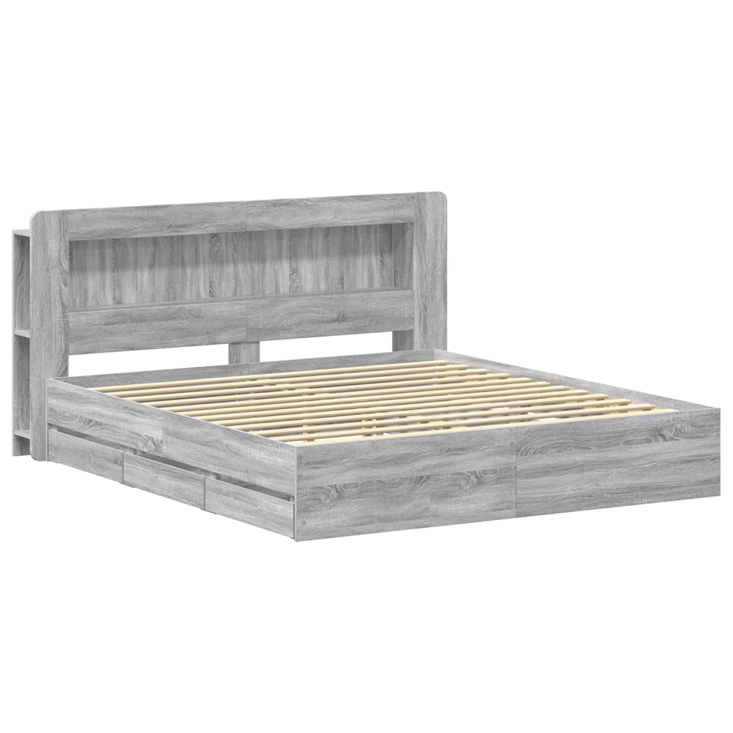 Bed Frame with Storage Grey Sonoma 200 x 200 cm Engineered Wood