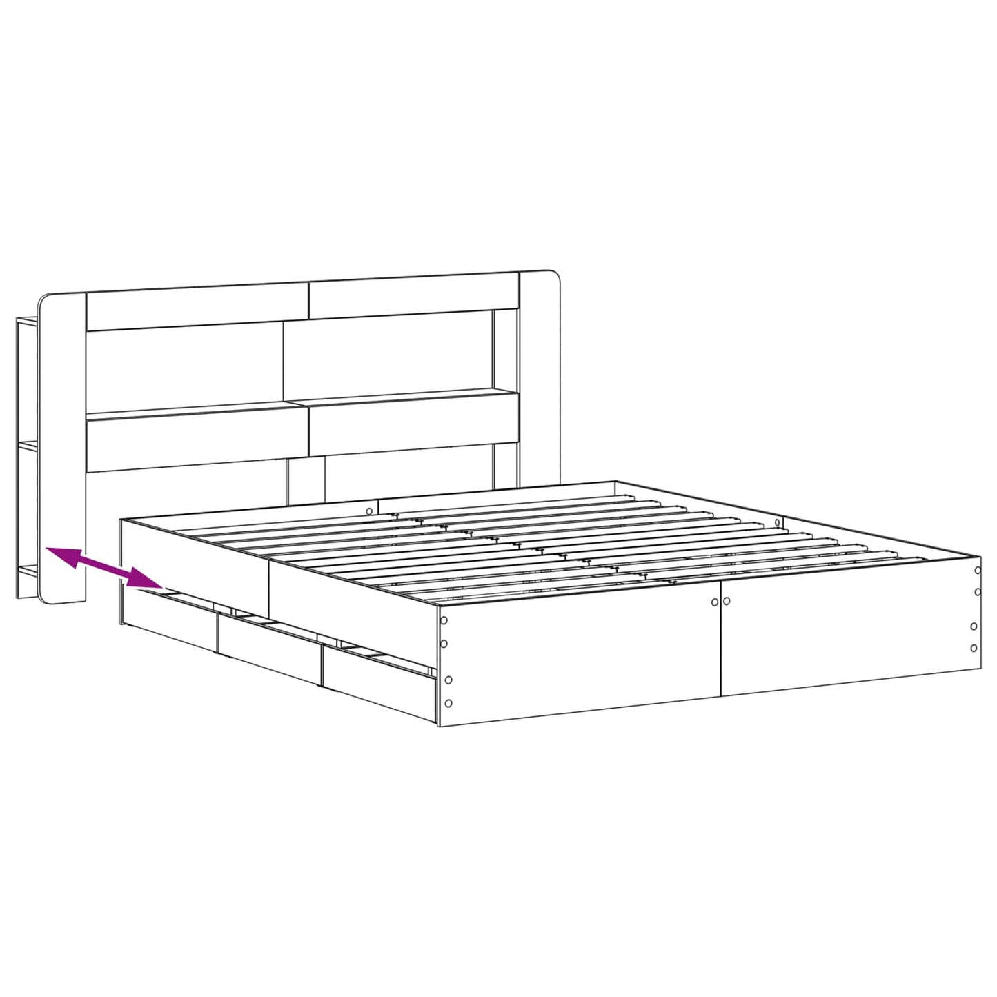 Bed Frame with Storage and Headboard Grey Sonoma 200 x 200 cm