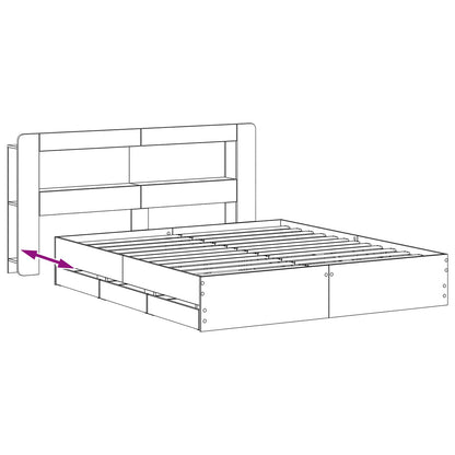 Bed Frame with Storage and Headboard Grey Sonoma 200 x 200 cm