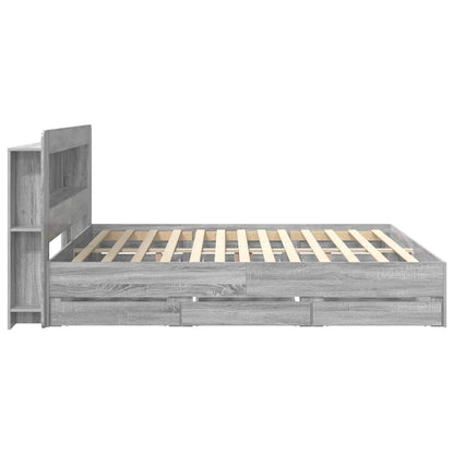 Bed Frame with Storage Grey Sonoma 200 x 200 cm Engineered Wood