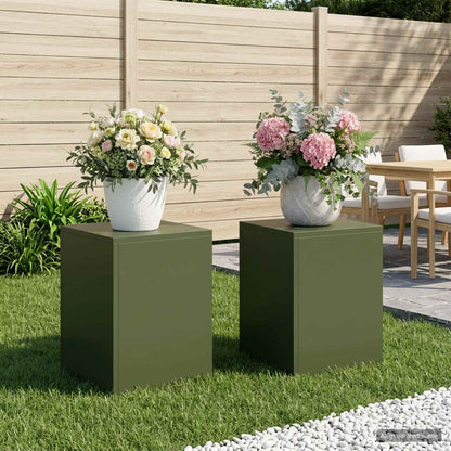 Plant Stand 2 pcs Olive Green 30 x 30 x 40 cm Steel