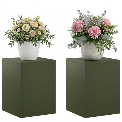 Plant Stand 2 pcs Olive Green 30 x 30 x 40 cm Steel