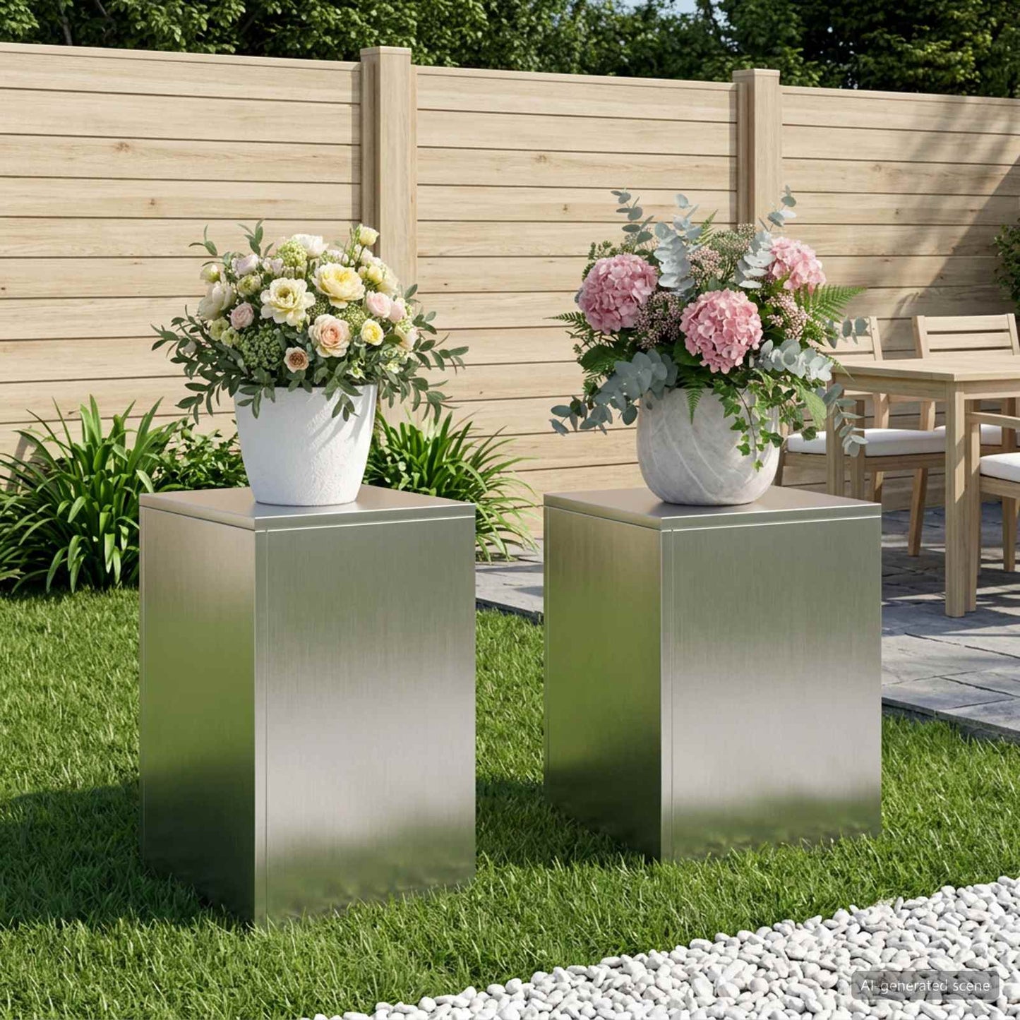 Plant Stand 2 pcs Silver 30 x 30 x 40 cm Steel