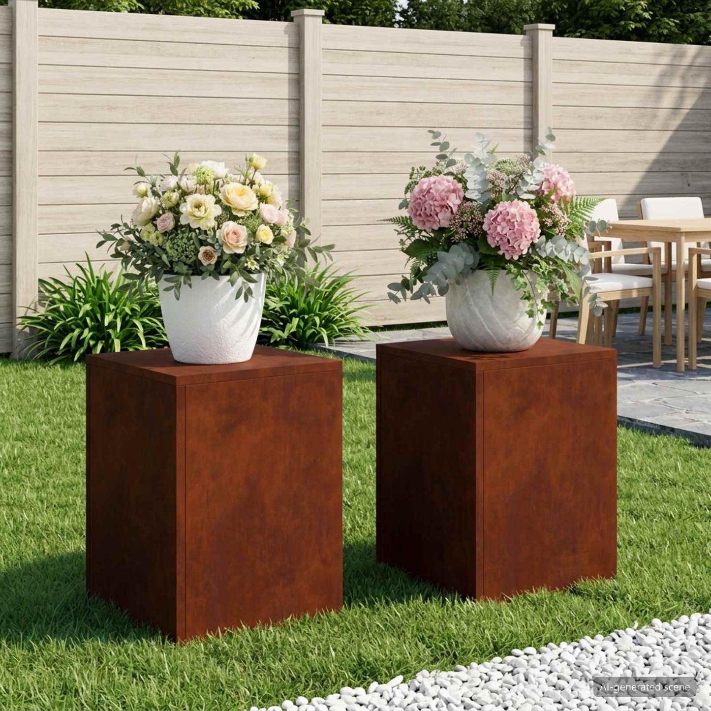 Plant Stand 2 pcs Rusty 30 x 30 x 40 cm Weathering Steel