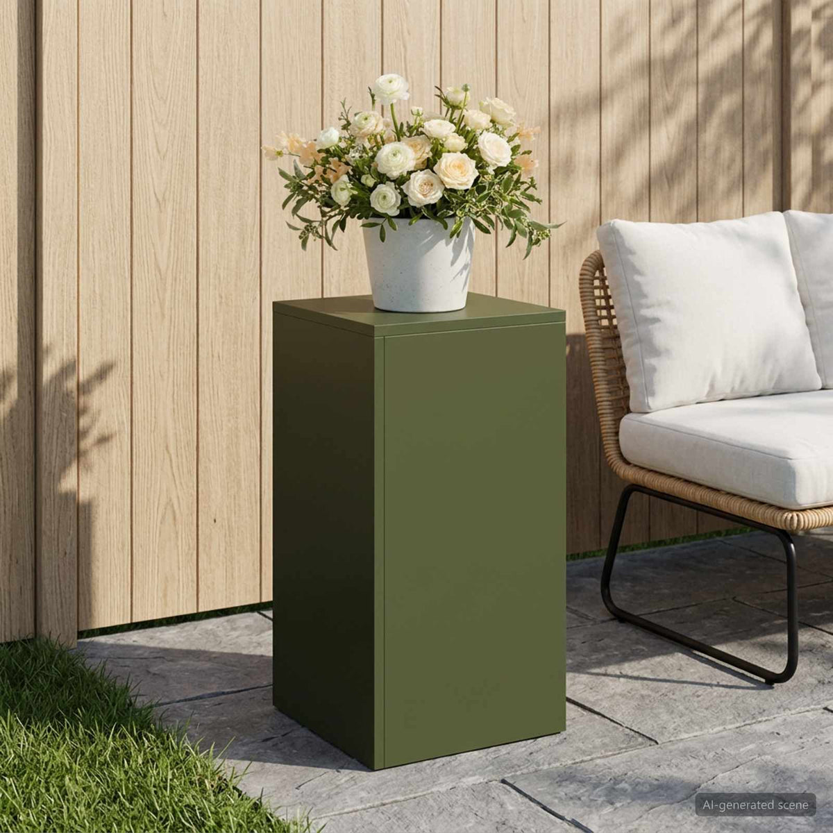 Plant Stand Olive Green 30 x 30 x 60 cm Weathering Steel
