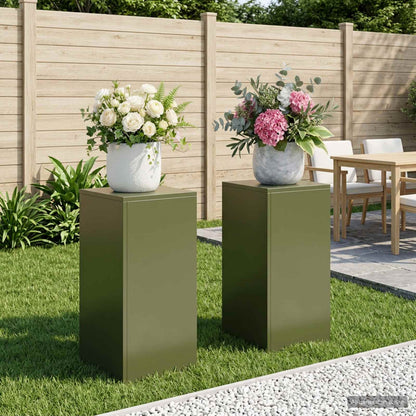Plant Stand 2 pcs Olive Green 30 x 30 x 60 cm Steel