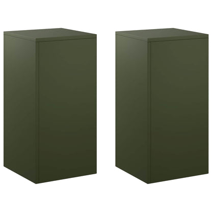 Plant Stand 2 pcs Olive Green 30 x 30 x 60 cm Steel