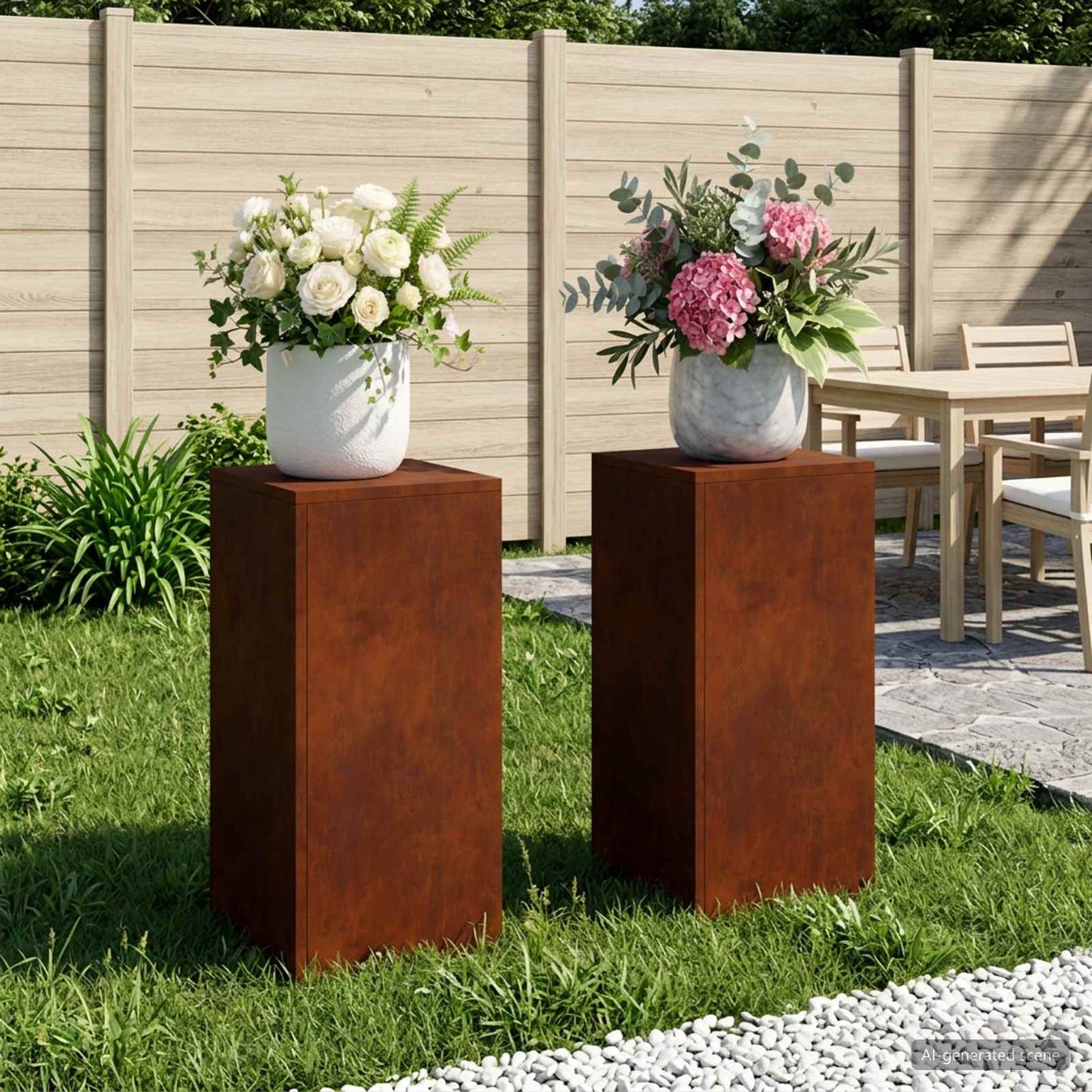 Plant Stand 2 pcs Rusty 30 x 30 x 60 cm Weathering Steel