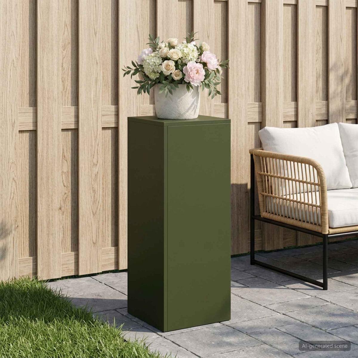 Plant Stand Olive Green 30 x 30 x 80 cm Weathering Steel