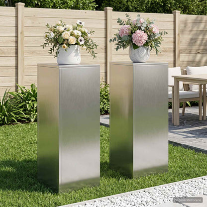 Plant Stand 2 pcs Silver 30 x 30 x 80 cm Steel