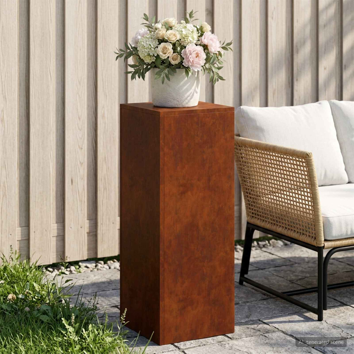 Plant Stand Rusty 30 x 30 x 80 cm Weathering Steel