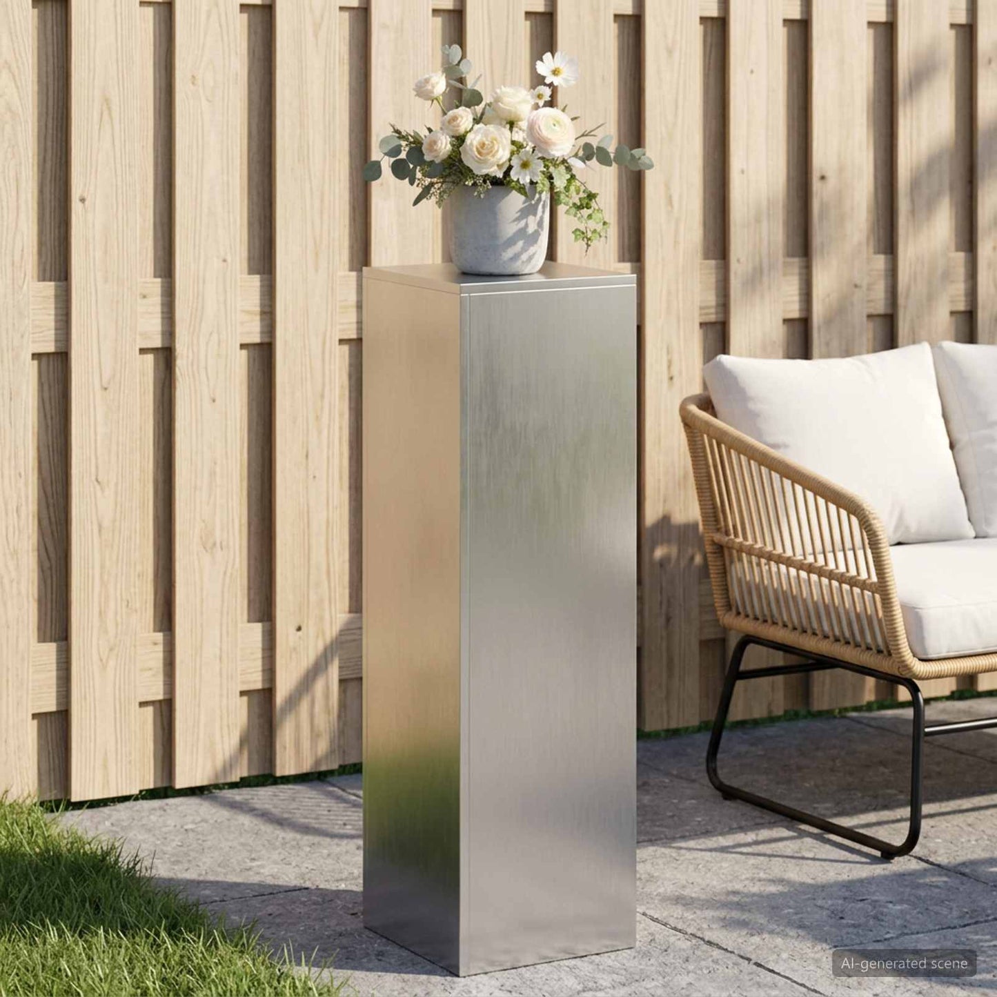 Plant Stand Silver 30 x 30 x 100 cm Steel