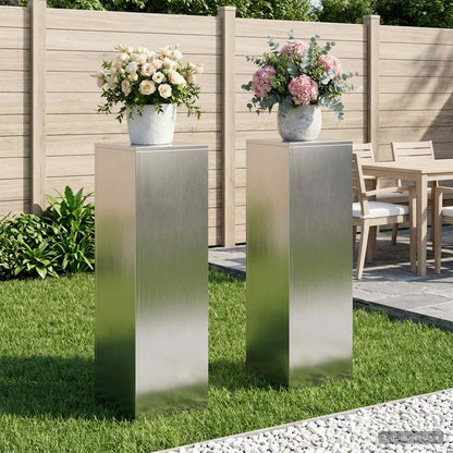 Plant Stand 2 pcs Silver 30 x 30 x 100 cm Steel