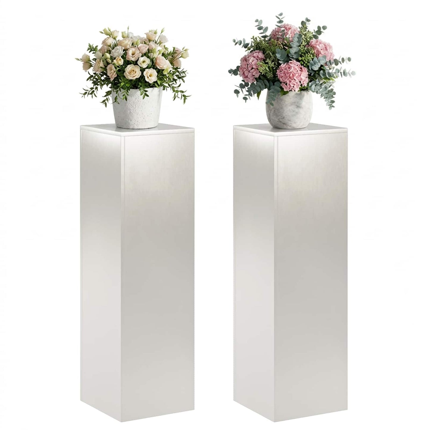 Plant Stand 2 pcs Silver 30 x 30 x 100 cm Steel