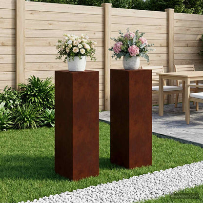 Plant Stand 2 pcs Rusty 30 x 30 x 100 cm Weathering Steel