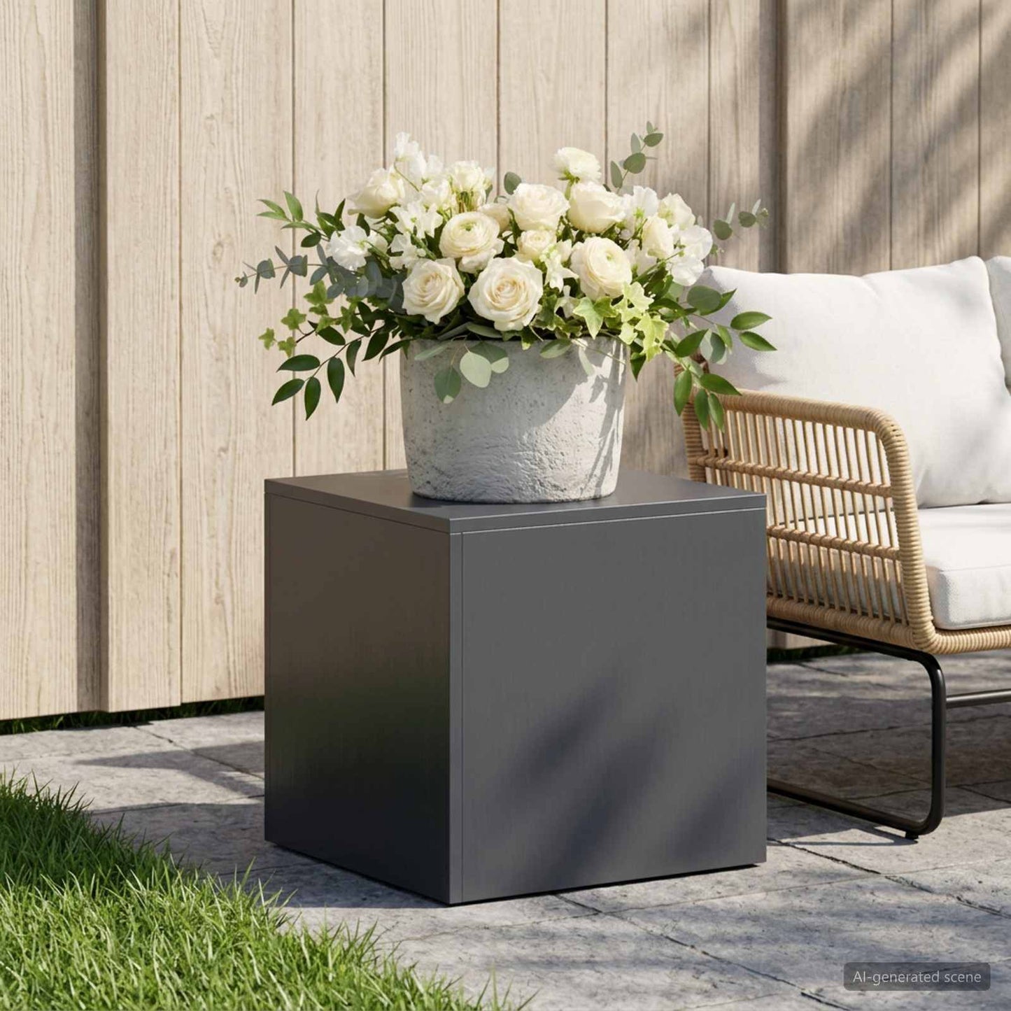 Plant Stand Anthracite 40 x 40 x 40 cm Stainless Steel