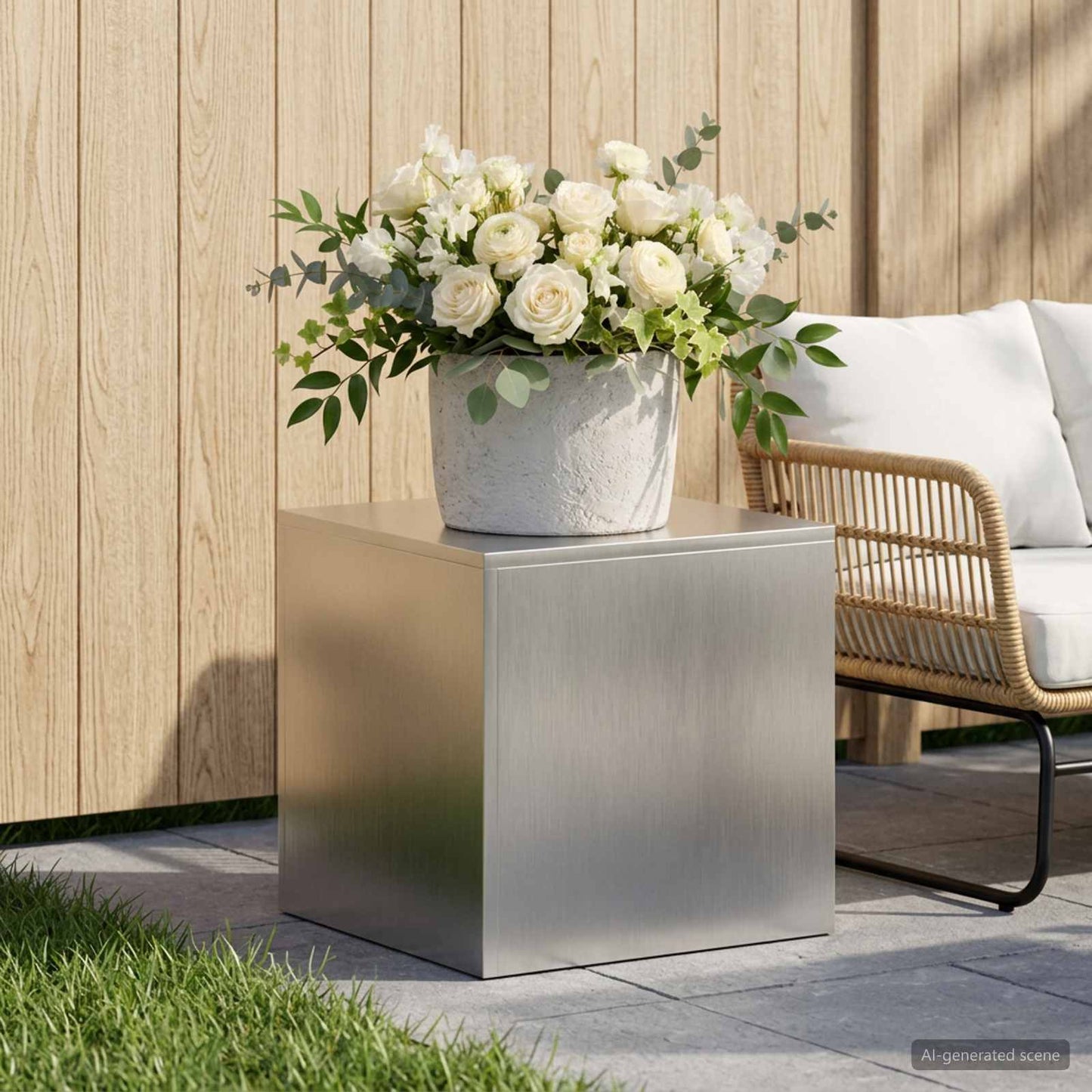 Plant Stand Silver 40 x 40 x 40 cm Steel