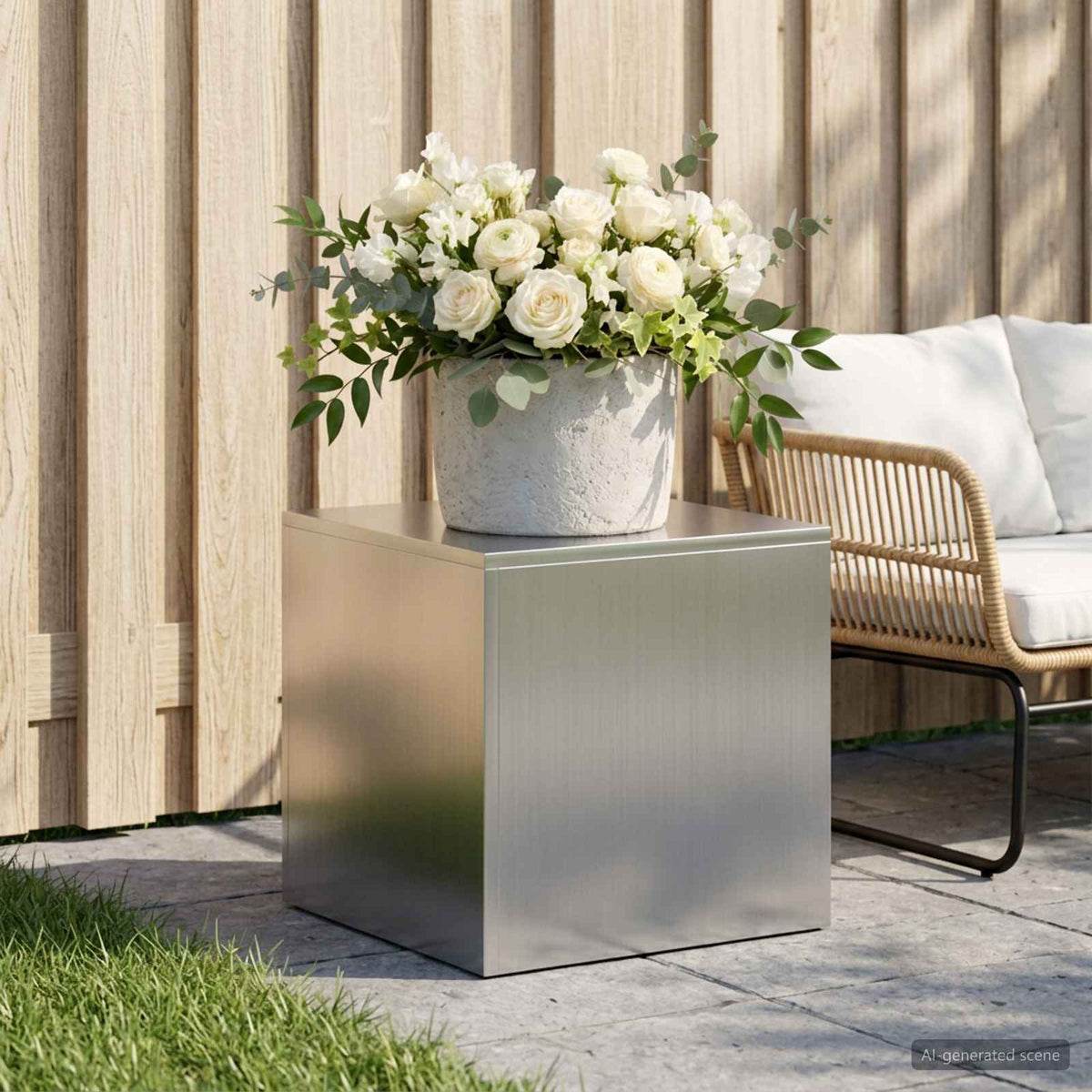Plant Stand Silver 40 x 40 x 40 cm Steel