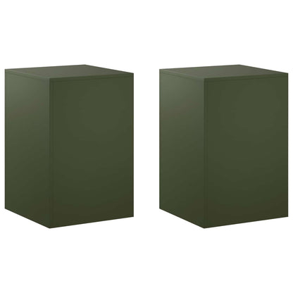 Plant Stand 2 pcs Olive Green 40 x 40 x 60 cm Steel