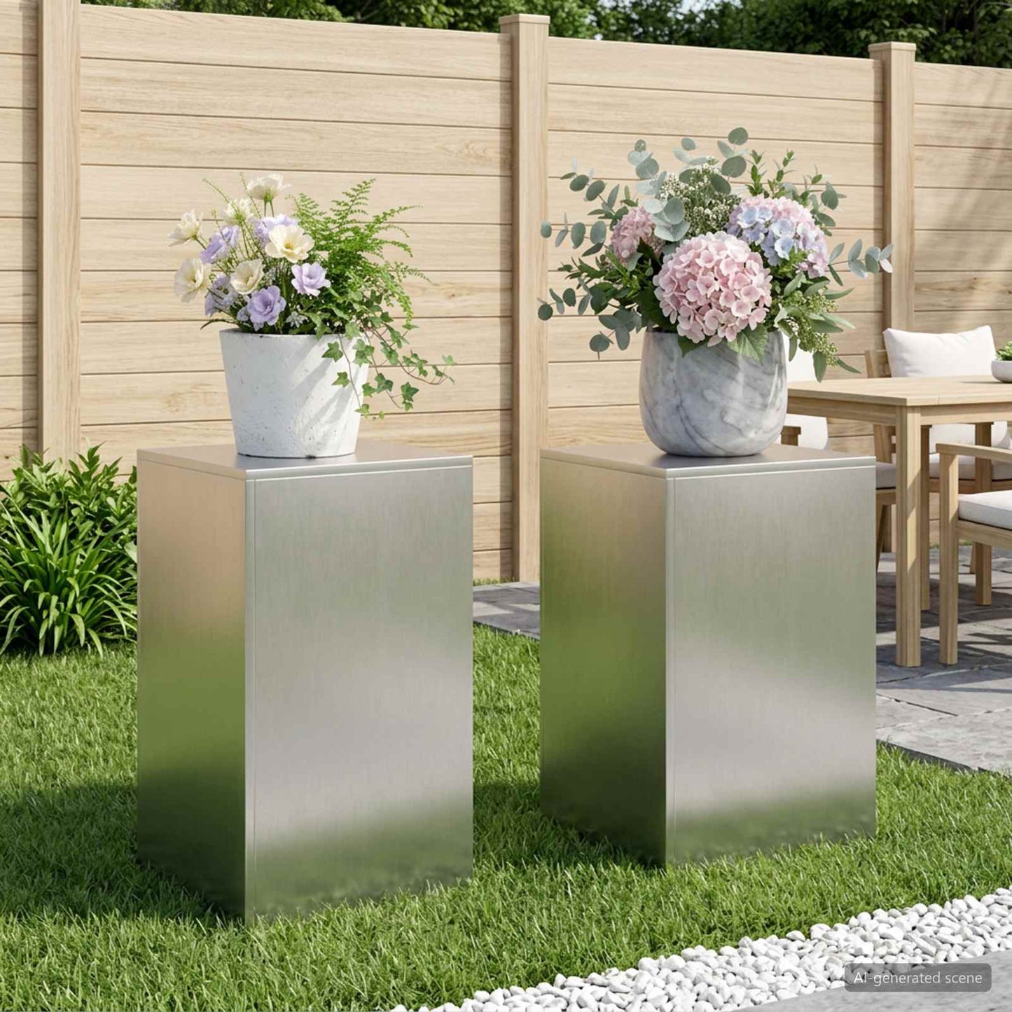 Plant Stand 2 pcs Silver 40 x 40 x 60 cm Steel