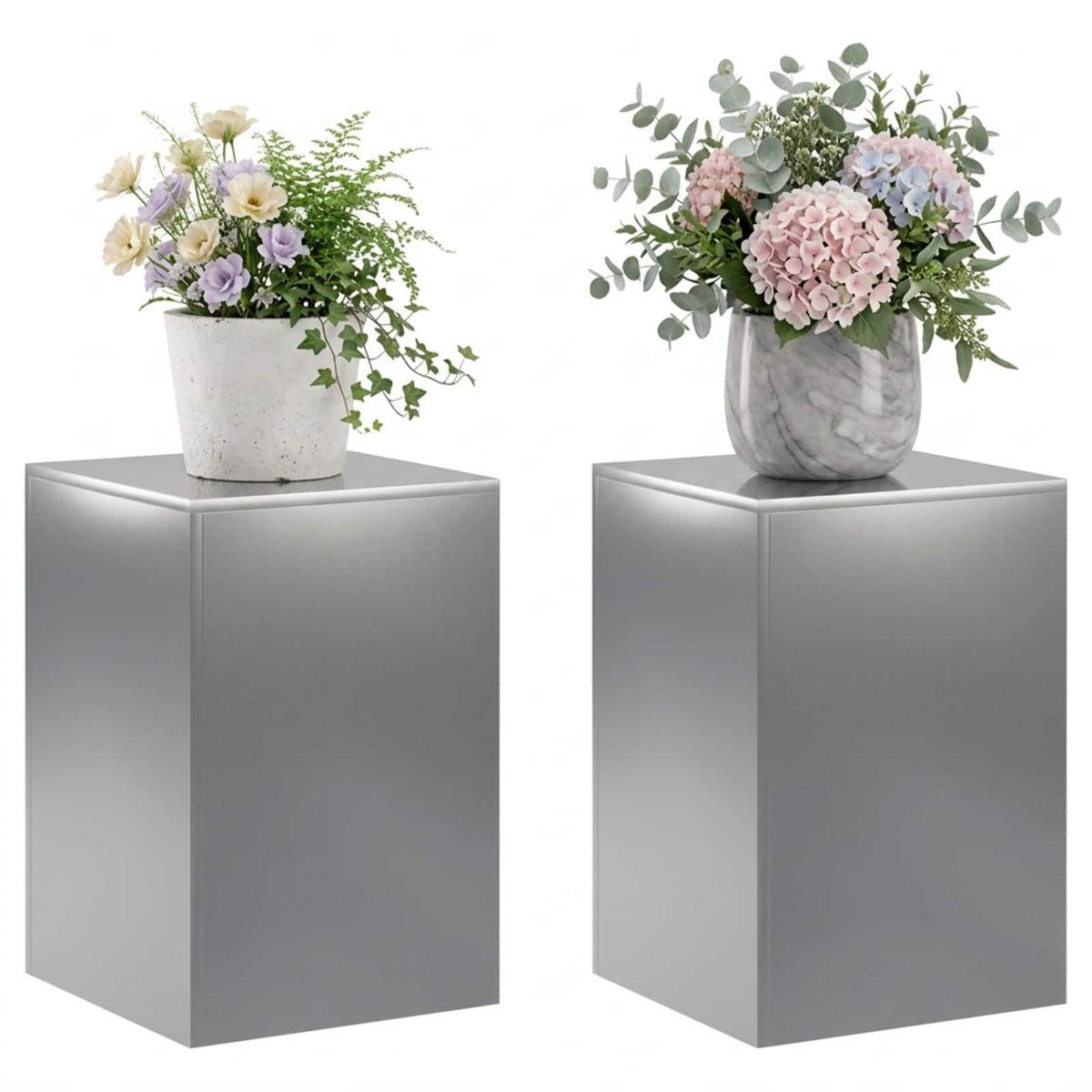 Plant Stand 2 pcs Silver 40 x 40 x 60 cm Stainless Steel