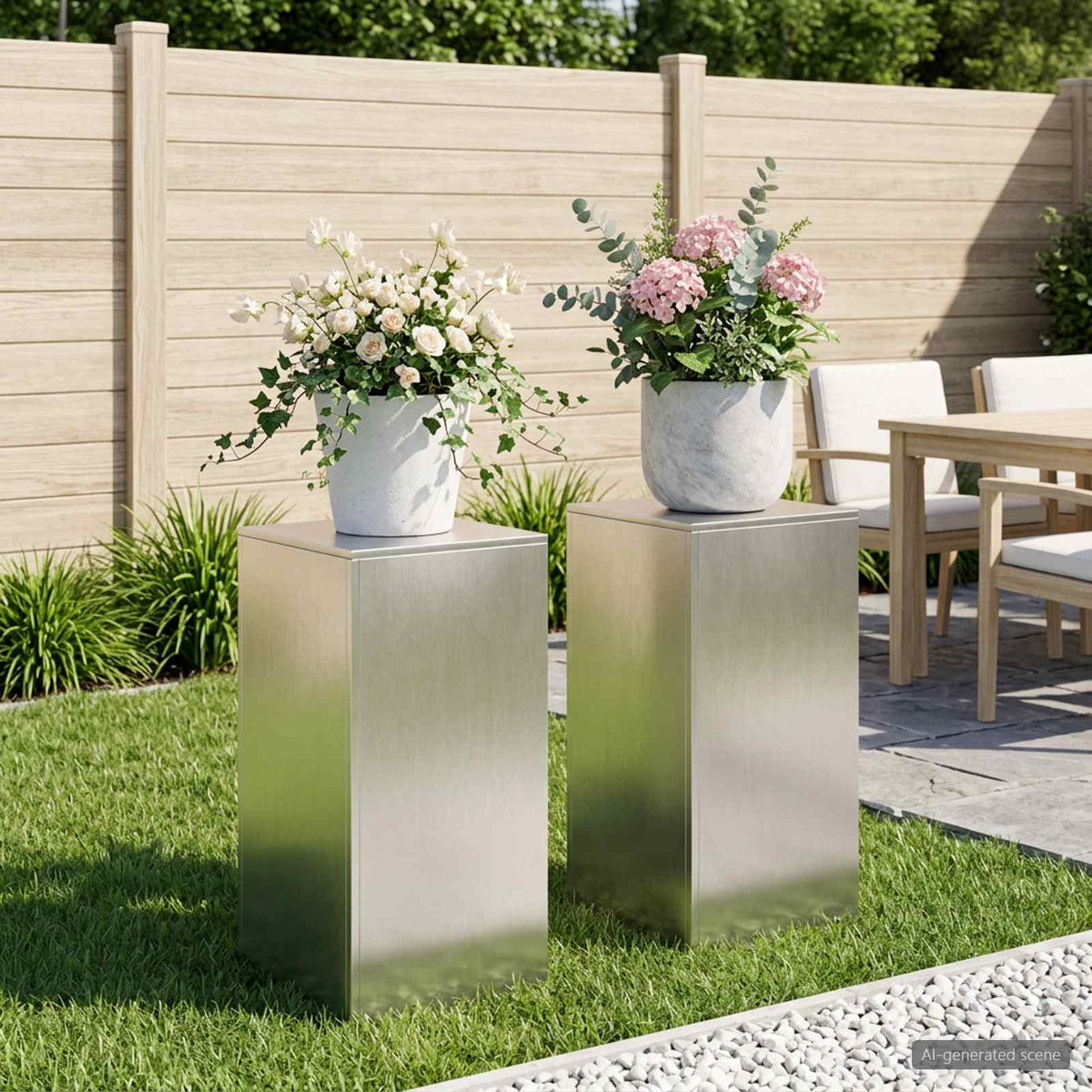 Plant Stand 2 pcs Silver 40 x 40 x 80 cm Steel