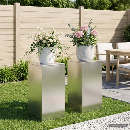 Plant Stand 2 pcs Silver 40 x 40 x 80 cm Steel