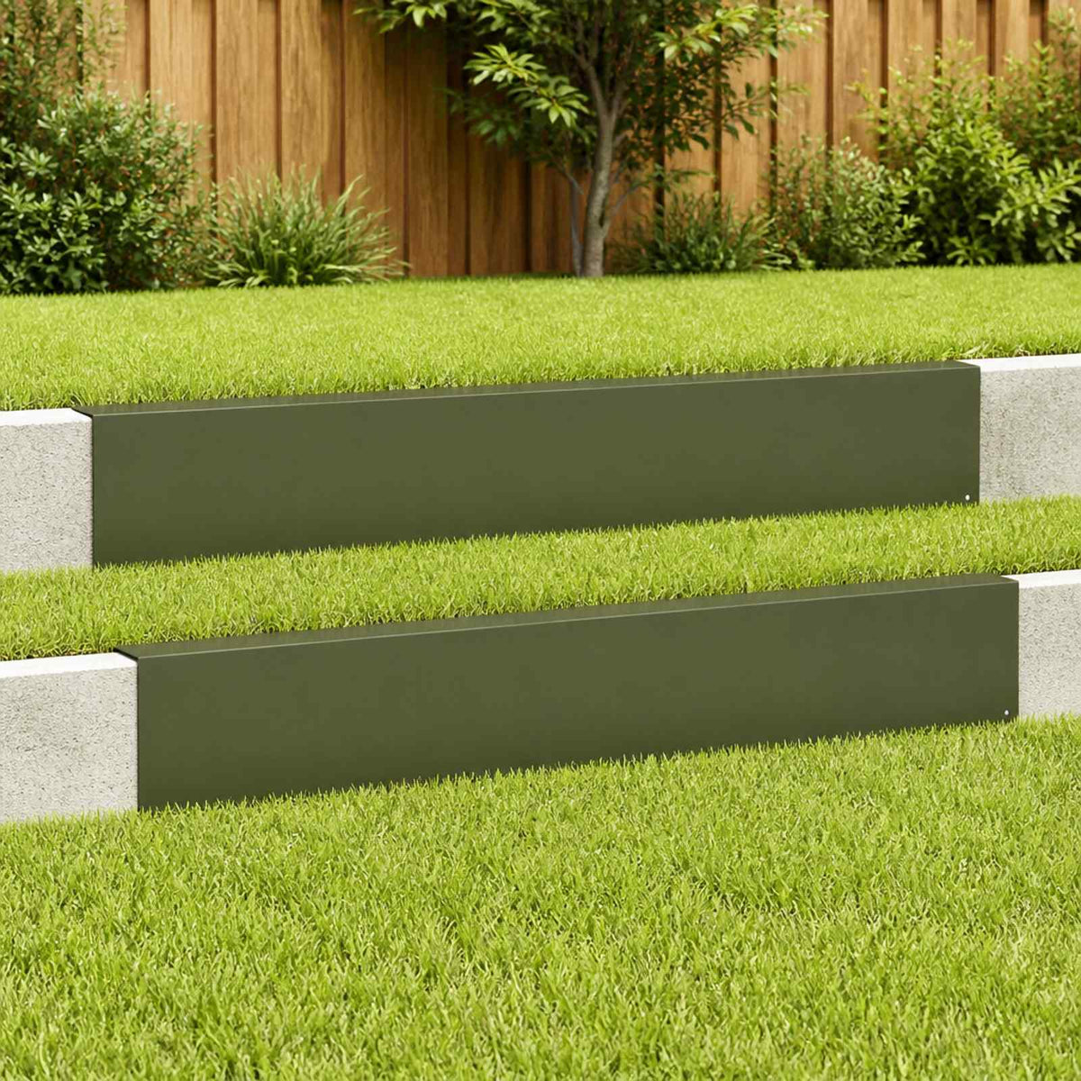 Garden Cover Profile 2 pcs 100 x 10 x 15 cm Steel Olive Green