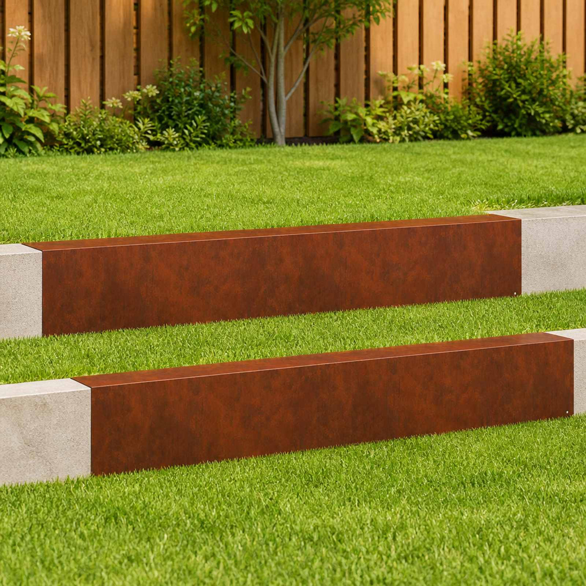 Garden Cover Profile 2 pcs 100 x 10 x 15 cm Weathering Steel