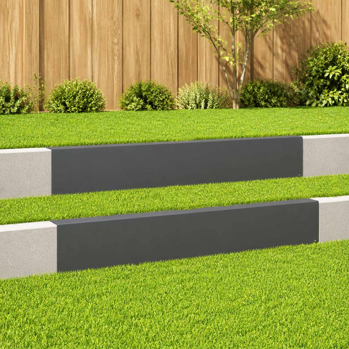 Garden Cover Profile 2 pcs 100 x 5 x 15 cm Steel Black