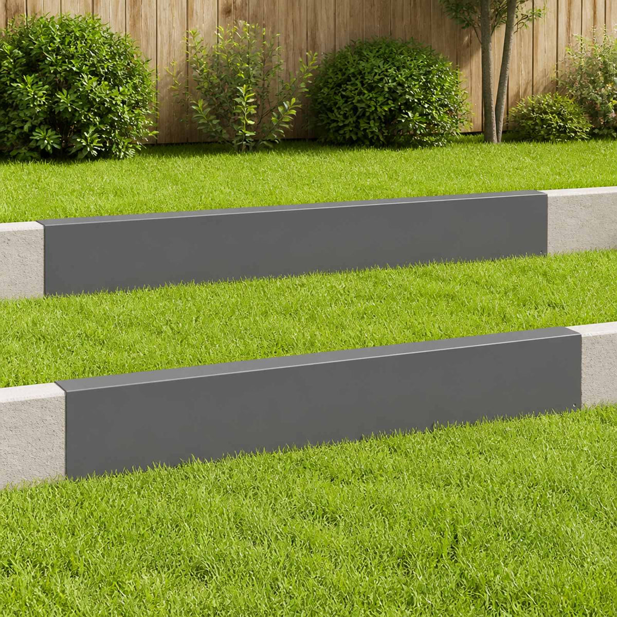 Garden Cover Profile 2 pcs 100 x 5 x 15 cm Steel Anthracite