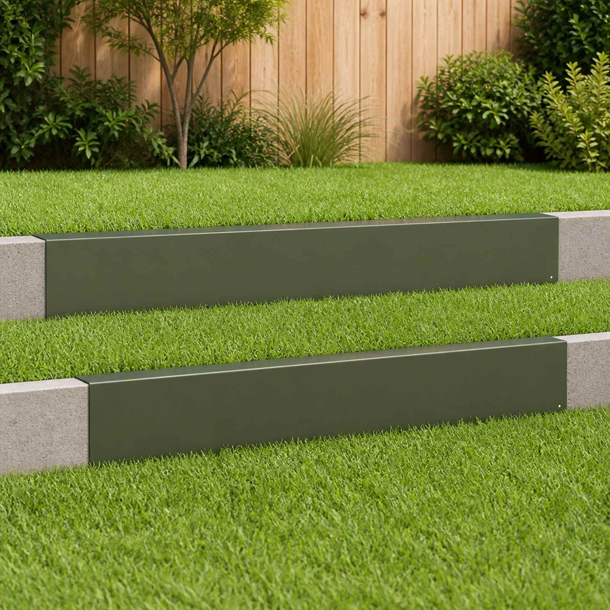Garden Cover Profile 2 pcs 100 x 5 x 15 cm Steel Olive Green
