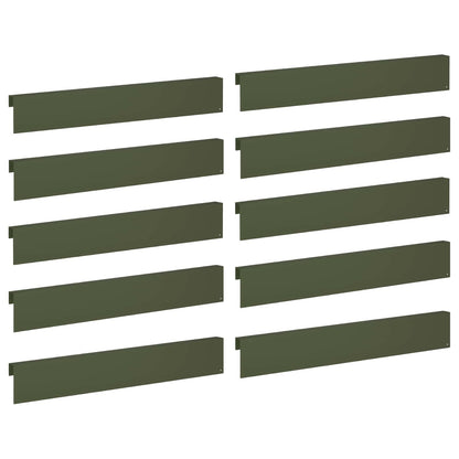 Garden Cover Profile 10 pcs 100 x 5 x 15 cm Steel Olive Green