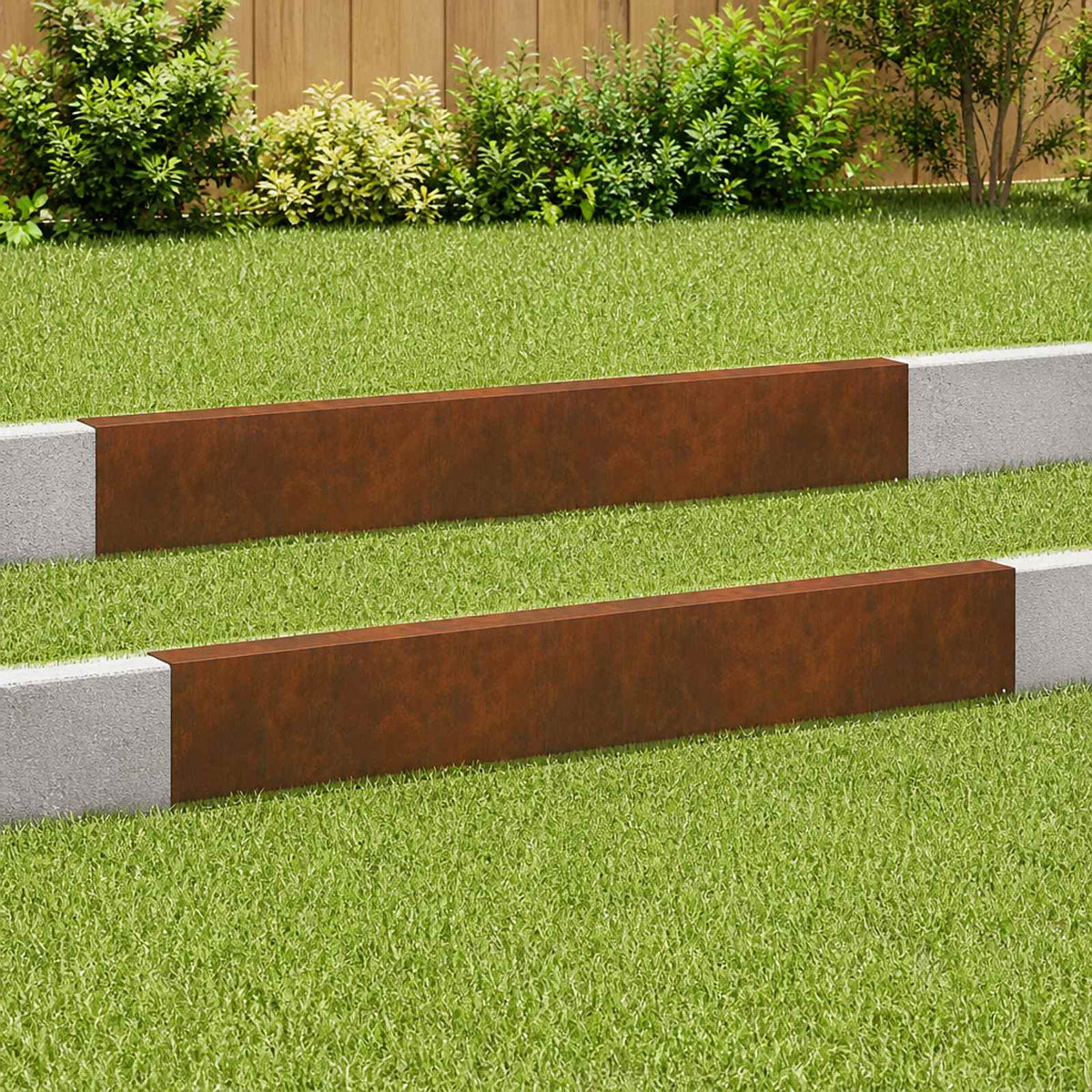 Garden Cover Profile 2 pcs 100 x 5 x 15 cm Weathering Steel
