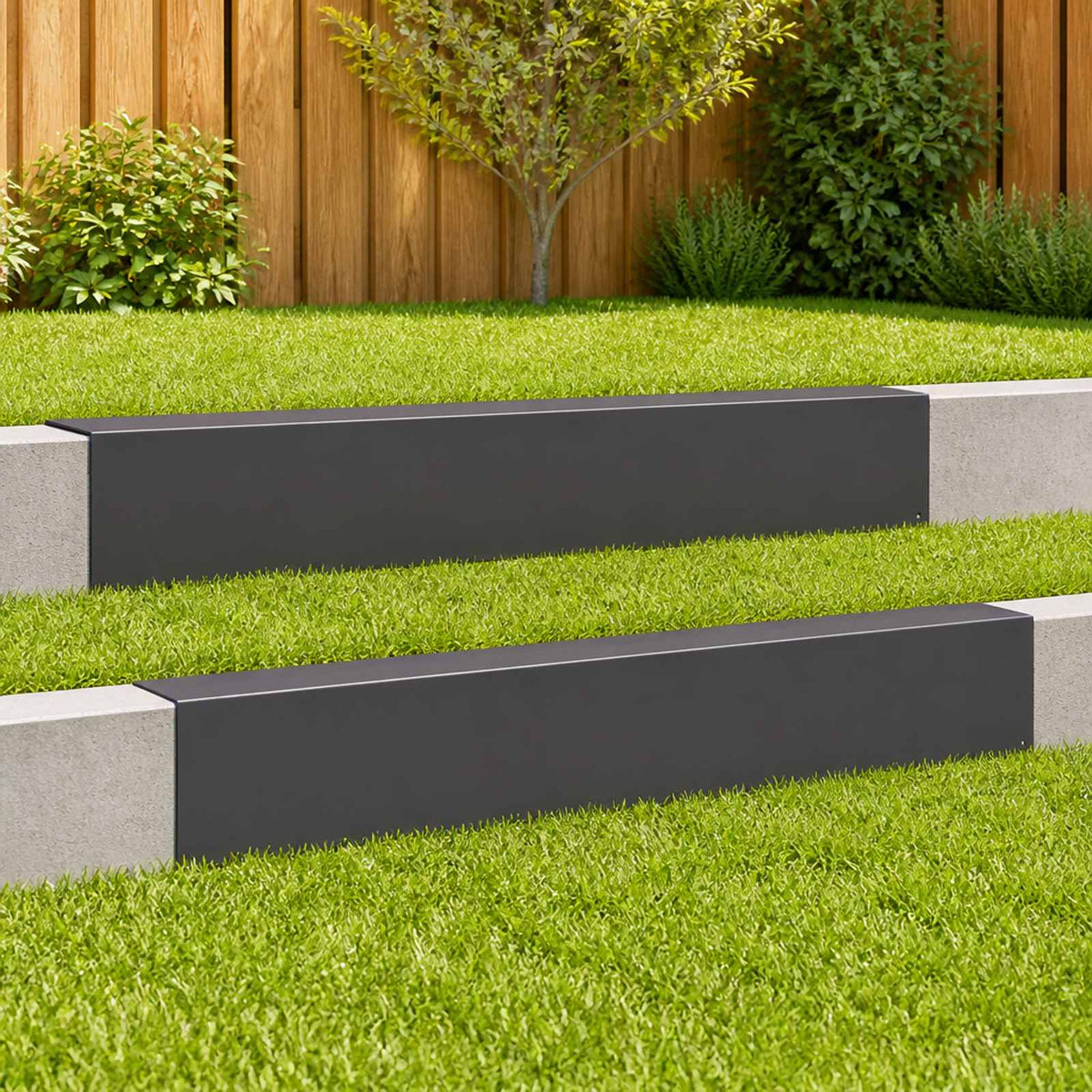 Garden Cover Profile 2 pcs 100 x 6 x 15 cm Steel Black