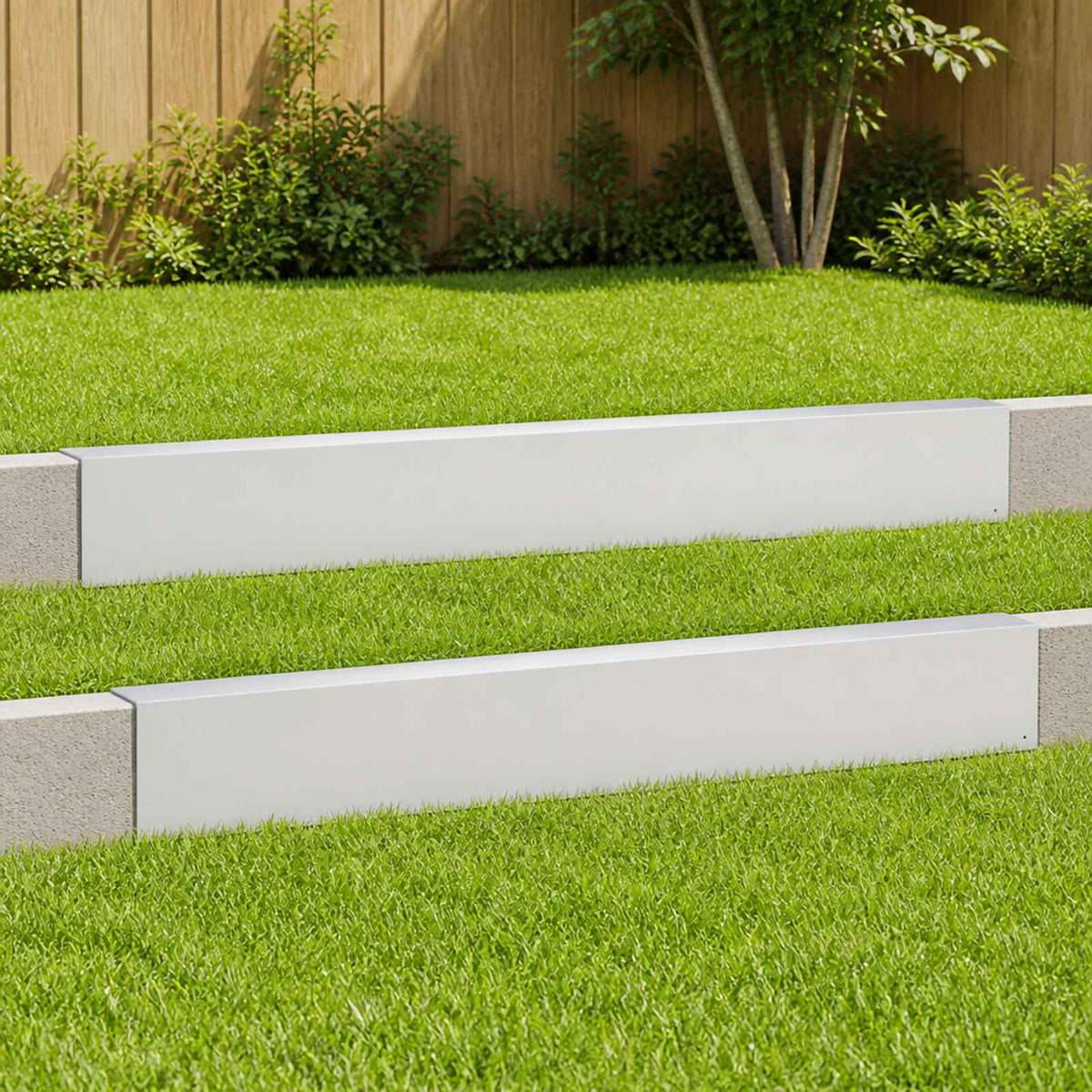 Garden Cover Profile 2 pcs 100 x 6 x 15 cm Steel White