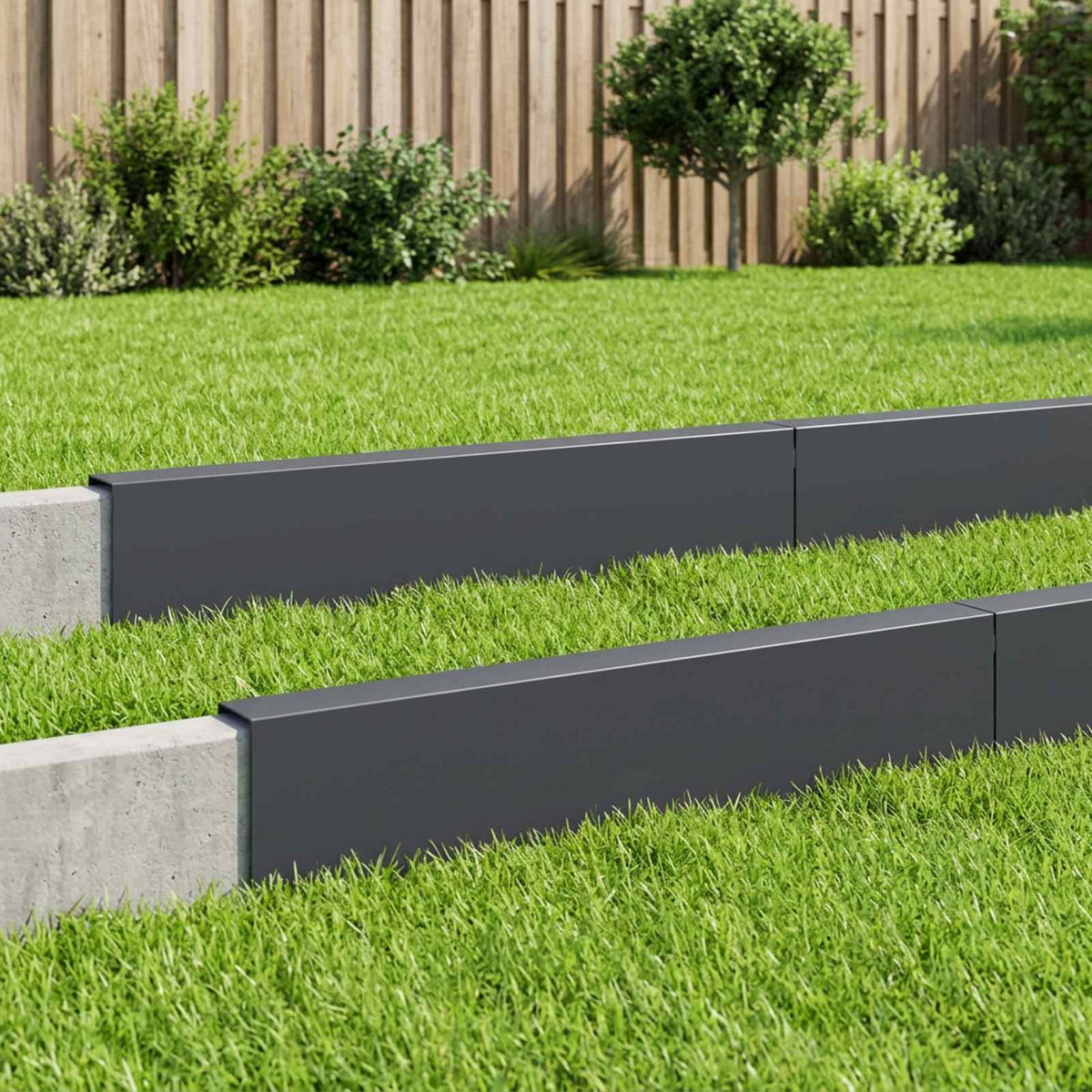 Garden Cover Profile 10 pcs 100 x 6 x 15 cm Steel Anthracite