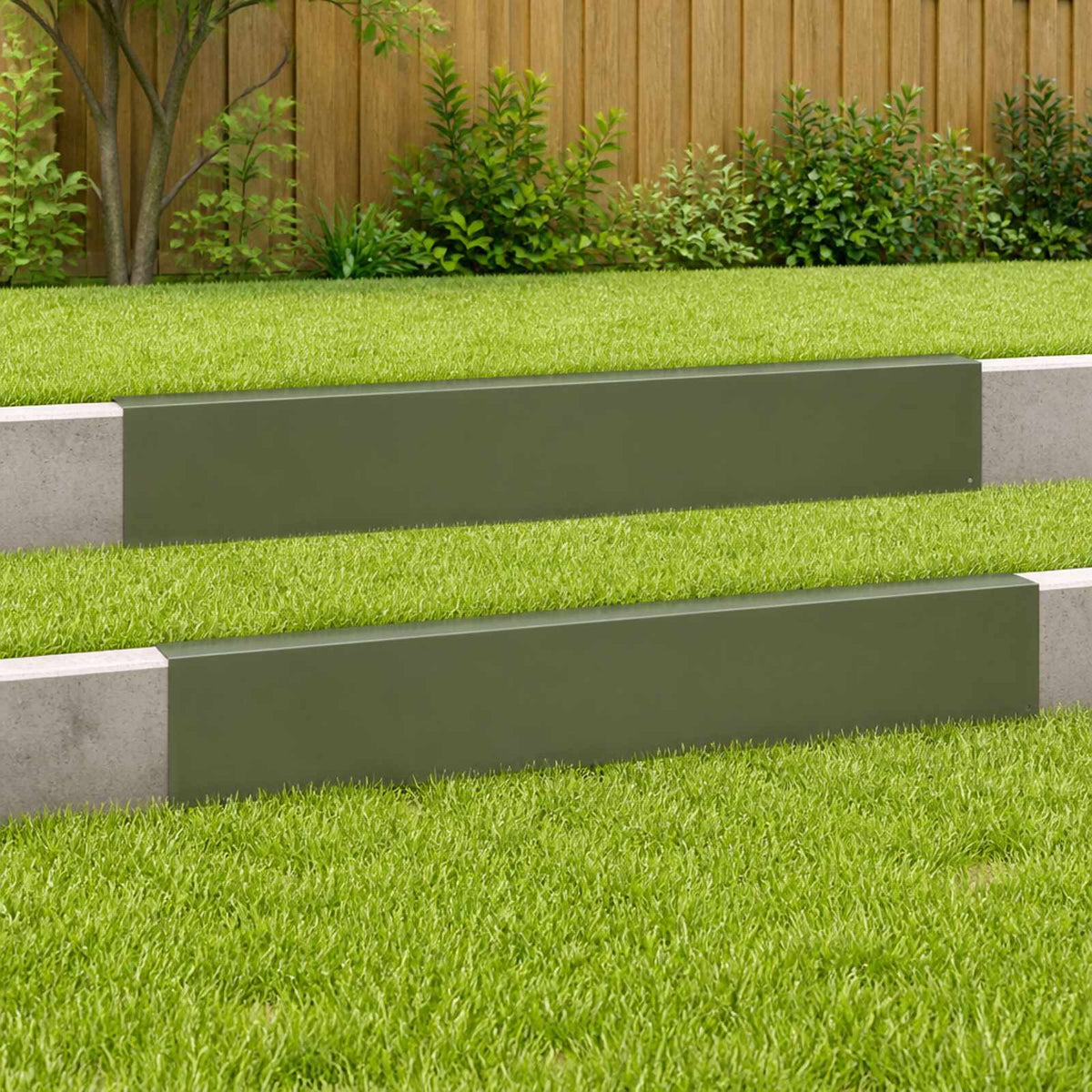 Garden Cover Profile 2 pcs 100 x 6 x 15 cm Steel Olive Green