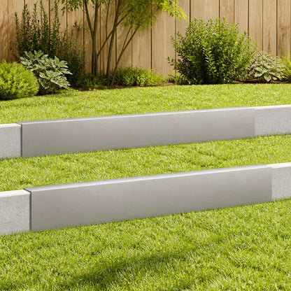 Garden Cover Profile 2 pcs 100 x 6 x 15 cm Stainless Steel