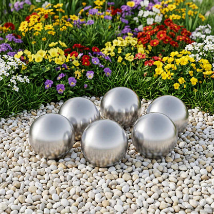 Brushed Ball 6 pcs Ø 7.5 cm Silver Stainless Steel 201